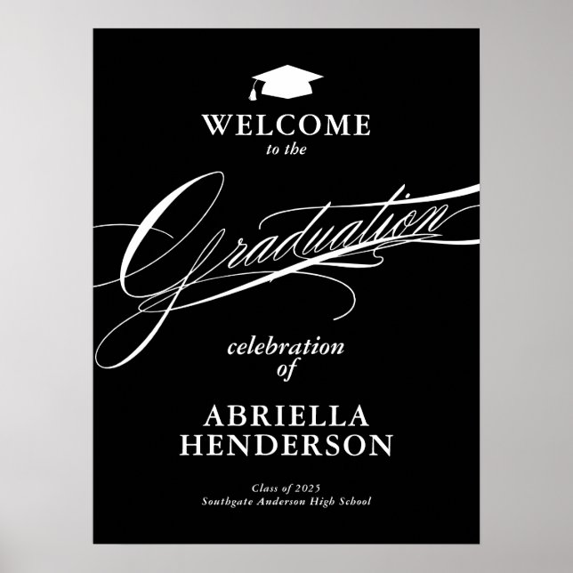 Elegant och formell skriptutexamenshälsning poster (Framsidan)