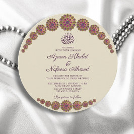 Elegant och Geometric Mönster Islamic Round Bröllo Inbjudningar
