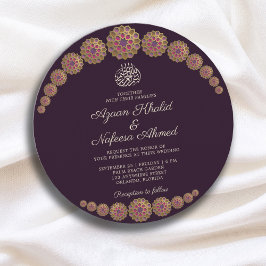 Elegant och Geometric Mönster Islamic Round Bröllo Inbjudningar
