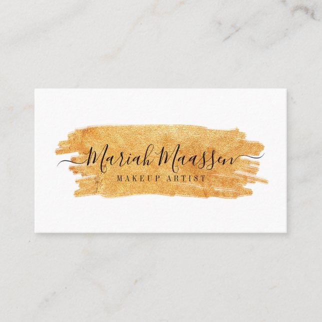 Elegant och glamoröst Guld Makeup-penselaktig Visitkort (Framsida)