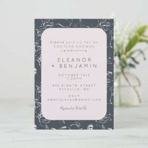 Elegant och Grått botaniskt Par Shower Inbjudningar