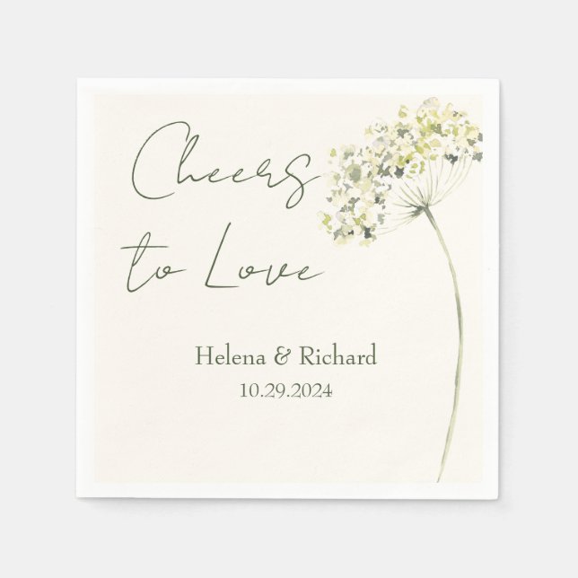 Elegant och Grey Blommigt Bröllop Napkin Pappersservett (Framsidan)