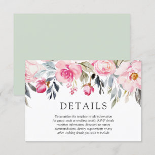 Elegant och grön Blommigt Vattenfärg Bröllop Tilläggskort