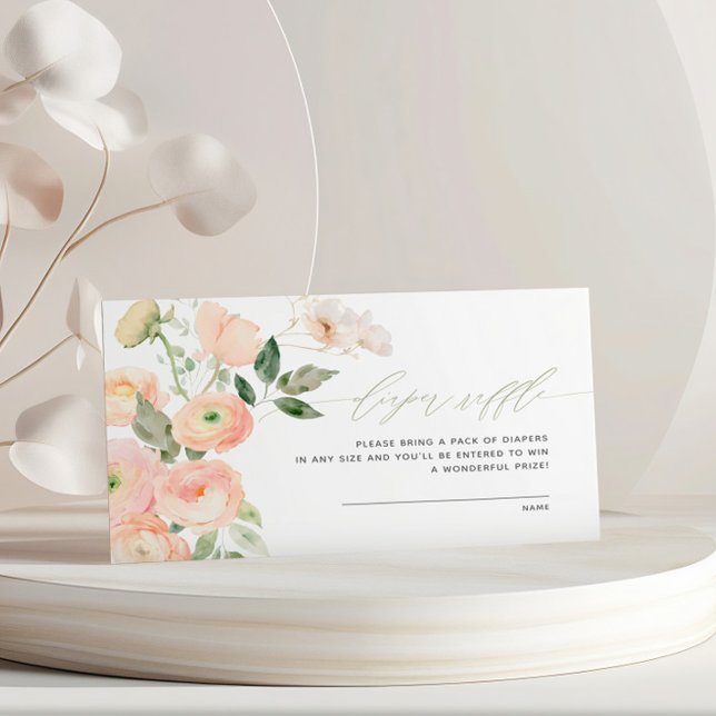 Elegant  och Grönt Blommor - bakåtgång Raffle Tilläggskort (Skapare uppladdad)