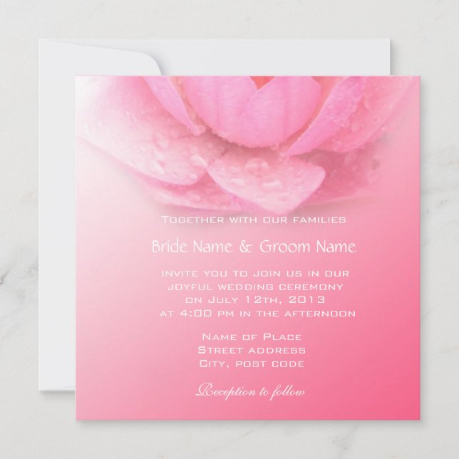 Elegant och härlig rosa i rosa bröllop inbjudningar (Framsida)