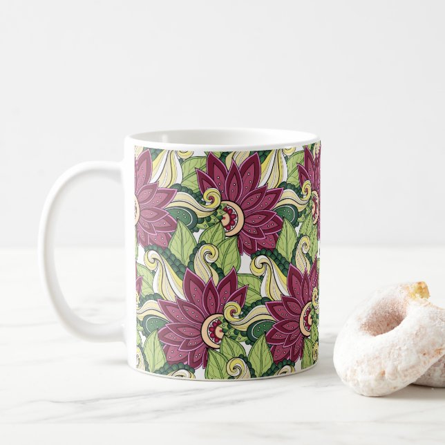 Elegant- och honblommor samt wirl kaffemugg (Med munk)