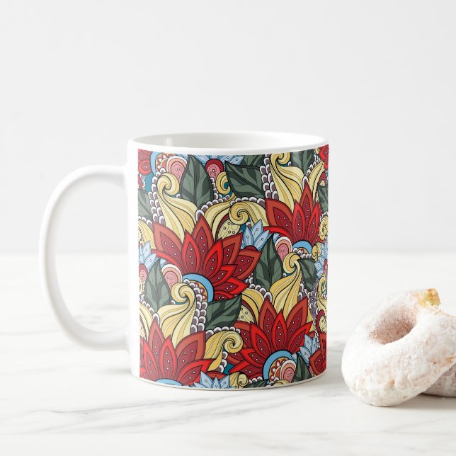 Elegant- och honblommor samt wirl kaffemugg (Med munk)