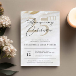 Elegant och klassisk pärltextur 25-årsjubileum inbjudningar