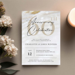 Elegant och klassisk pärltextur 60-årsjubileum inbjudningar
