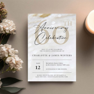 Elegant och klassisk pärltextur 60-årsjubileum inbjudningar
