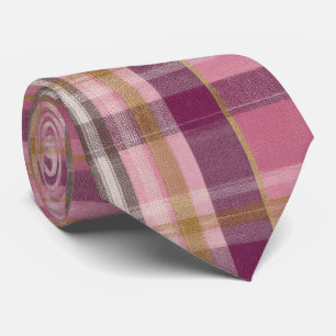Elegant och klassisk rosa rutig Gingham-mönster Slips
