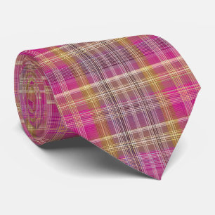 Elegant och klassisk rosa rutig Gingham-mönster Slips