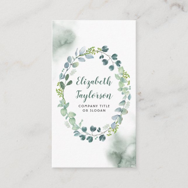 Elegant och Kreativ för vattenfärgen Greenery Bröl Visitkort (Framsida)