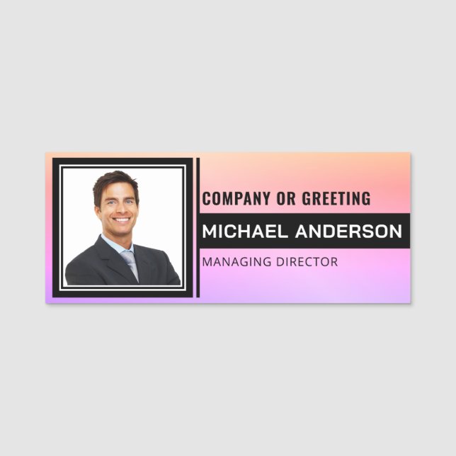 Elegant och lägg till Logotyp Professionell medarb Namnbricka (Framsida)