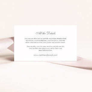 Elegant och Luxe Bröllop Information om vit och Tilläggskort