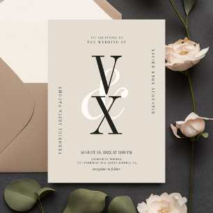 Elegant och Lyxig Neutral Typografi Bröllop Inbjudningar