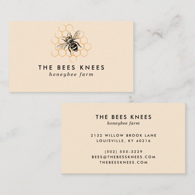 Elegant och minimalistisk biodlare för honung visitkort (Fram/baksida)
