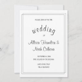 Elegant- och minimalistiskt Vita bröllopskort Inbjudningar