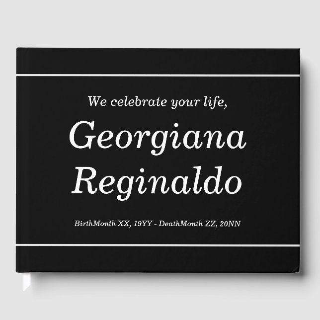 Elegant och minimalt begravningsgäst Bok (Framsida)