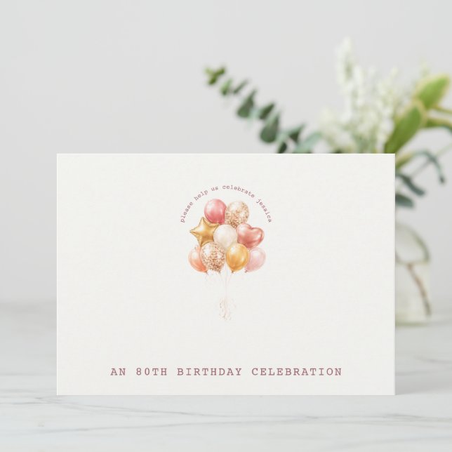 Elegant och mjuk 80-årsdag inbjudningar (Stående Fram)
