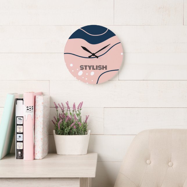 Elegant och modern blå och vit stor klocka (Läsesal)