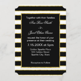 Elegant och Modern Black, White, Faux Guld Rand Inbjudningar