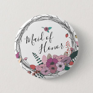 Elegant och modern blomkrans maid of honor knapp
