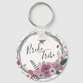 Elegant och modern blomkransstam nyckelring