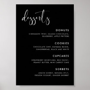 Elegant och modern Bröllop Black Dessert Pub-skylt Poster
