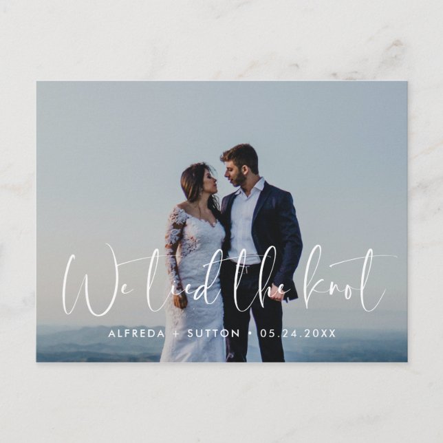 Elegant och modern bröllop Vi har bundit knänfotot Vykort (Framsida)