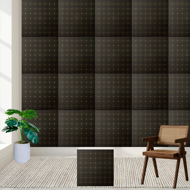 Elegant och modern geometrisk cirkel i Guld Kakelplatta (Elegant and Modern Geometric Gold Circle Tile)