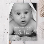 Elegant och modern Godmor frieri fotokort Inbjudningar<br><div class="desc">Elegant och modern: välj ett fotokort för din Godmoder-frieri. Enkel att anpassa sig med ditt baby bild och ditt anpassningsbar-budskap till de framtida Godföräldrarna. Fullständigt anpassade färg för teckensnitt och bakgrund.</div>