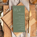 Elegant och modern grönt för mörk Låt oss bröllop Meny<br><div class="desc">Låt oss äta! Menyn bröllop eller party. En modern typografi och ett trendig sage grönt färg för din bröllop-station: välj den här enkla svit och elegant bröllop-svit. Fullständigt anpassade: Du kan ändra både bakgrunden och texten i färg som du vill.</div>