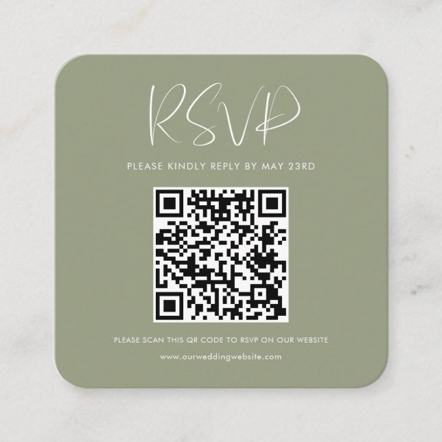 Elegant och modern grönt QR-OSA Tilläggskort (Framsida)