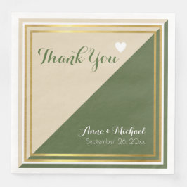 elegant och modern klassisk grönt beige bröllop pappersservett