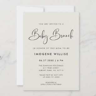 Elegant och modern Light Sage Grönt Baby Brunch Inbjudningar
