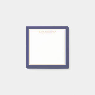 Elegant och modern marin/vit/Guld-Personlig Post-it Block