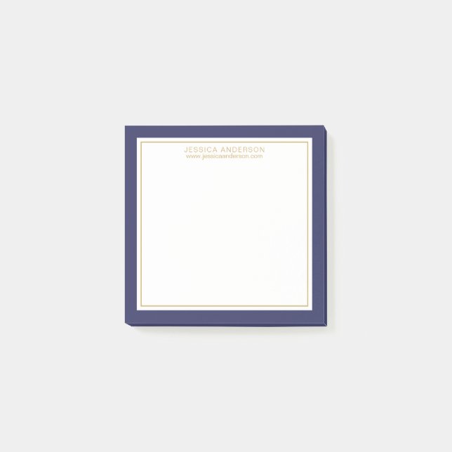 Elegant och modern marin/vit/Guld-Personlig Post-it Block (Framsida)