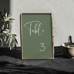 Elegant och modern Mörk grönt bröllop Bordsnummer<br><div class="desc">En modern typografi och ett trendig sage grönt färg för din bröllop-station: välj den här enkla svit och elegant bröllop-svit. Fullständigt anpassade: Du kan ändra både bakgrunden och texten i färg som du vill.</div>