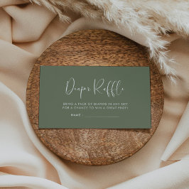 Elegant och modern Mörk Sage Diaper raffle infoga Tilläggskort