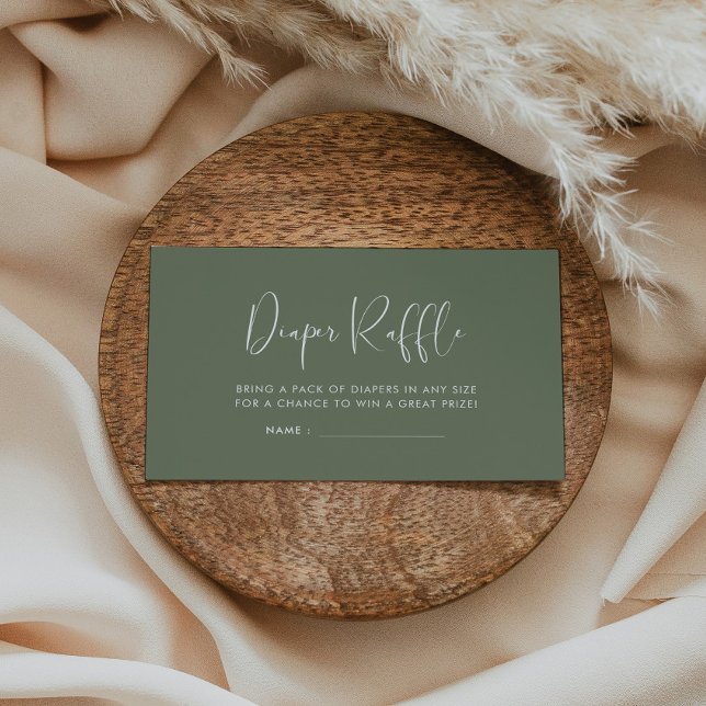 Elegant och modern Mörk Sage Diaper raffle infoga Tilläggskort (Skapare uppladdad)
