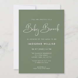 Elegant och modern Mörk Sage Grönt Baby Brunch Inbjudningar