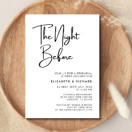 Elegant och modern natten före repetitionsmiddagen inbjudningar