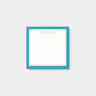 Elegant och modern Personlig Teal/White/Guld Post-it Block
