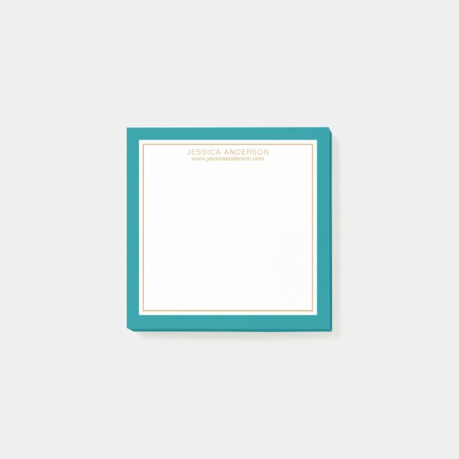 Elegant och modern Personlig Teal/White/Guld Post-it Block (Framsida)
