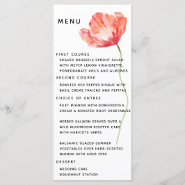 Elegant och Modern Poppy Red Bröllop Menu Meny