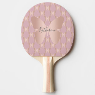 Elegant och modern rosa guld- fjärilsdesign pingisracket
