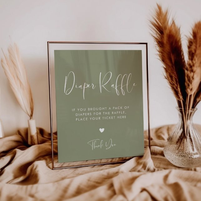 Elegant och modern Sage Grönt Förminska raffelskyl Poster (Skapare uppladdad)