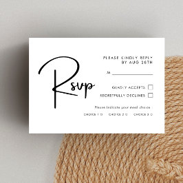 Elegant och modern svart och vit Bröllop OSA Kort