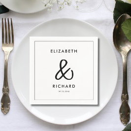 Elegant och modern svart och vit Bröllop Pappersservett